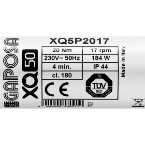 Etiquette signalétique de moteur de volet roulant filaire GAPOSA XQ5P2017
