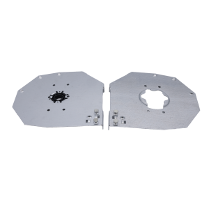 Dos des flasques acier galvanisé de 180 x 180mm pour volet roulant traditionnel avec moteur à gauche