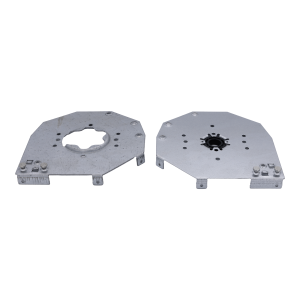 Dos des flasques acier galvanisé de 205 x 205mm pour volet roulant traditionnel avec moteur à gauche