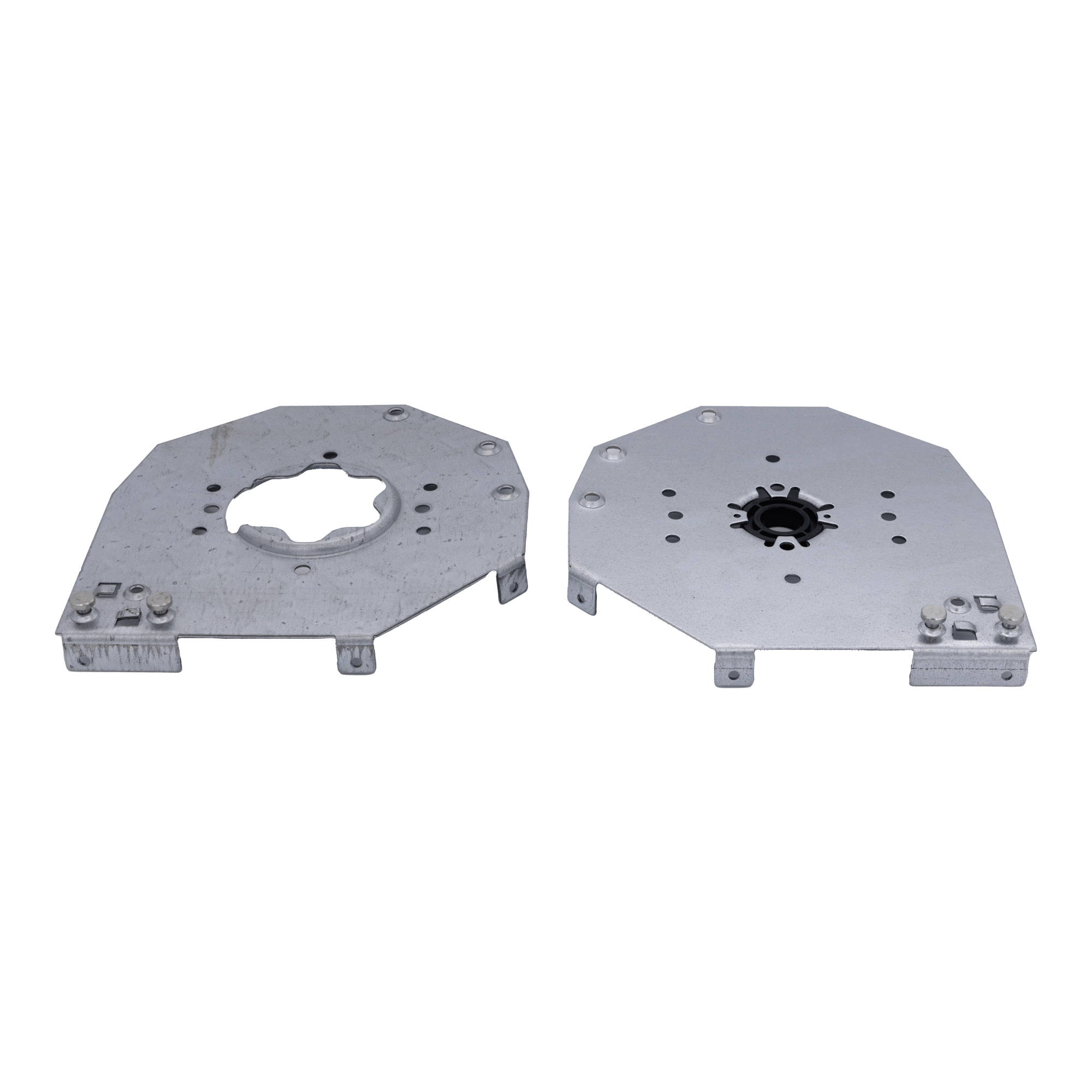 Dos des flasques 205mm pour volet roulant traditionnel avec moteur à gauche Dos des flasques acier galvanisé de 205 x 205mm pour volet roulant traditionnel avec moteur à gauche