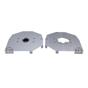Dos des flasques acier galvanisé de 205 x 205mm pour volet roulant traditionnel avec moteur à droite