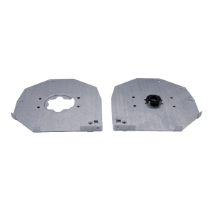Dos des flasques acier galvanisé de 225 x 225mm pour volet roulant traditionnel avec moteur à gauche