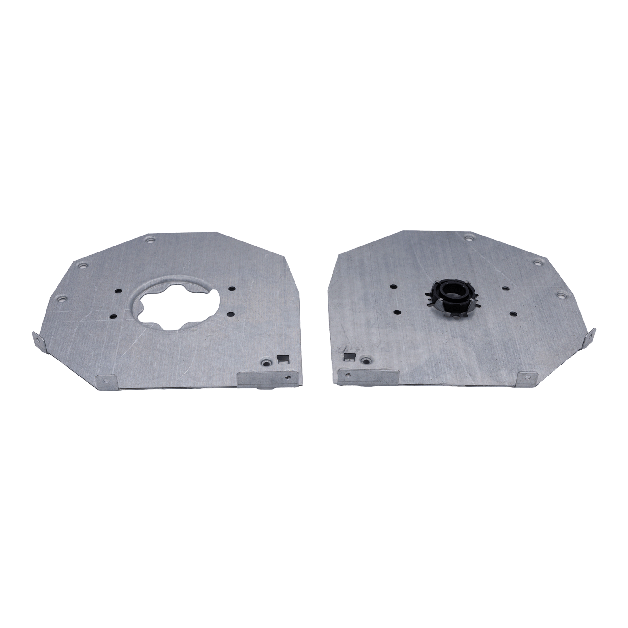 Dos des flasques 225mm pour volet roulant traditionnel avec moteur à gauche Dos des flasques acier galvanisé de 225 x 225mm pour volet roulant traditionnel avec moteur à gauche