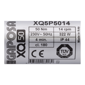 Etiquette signalétique de moteur de volet roulant filaire GAPOSA XQ5P5014