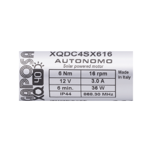 Etiquette signalétique du moteur solaire GAPOSA 6Nm XQBPX616