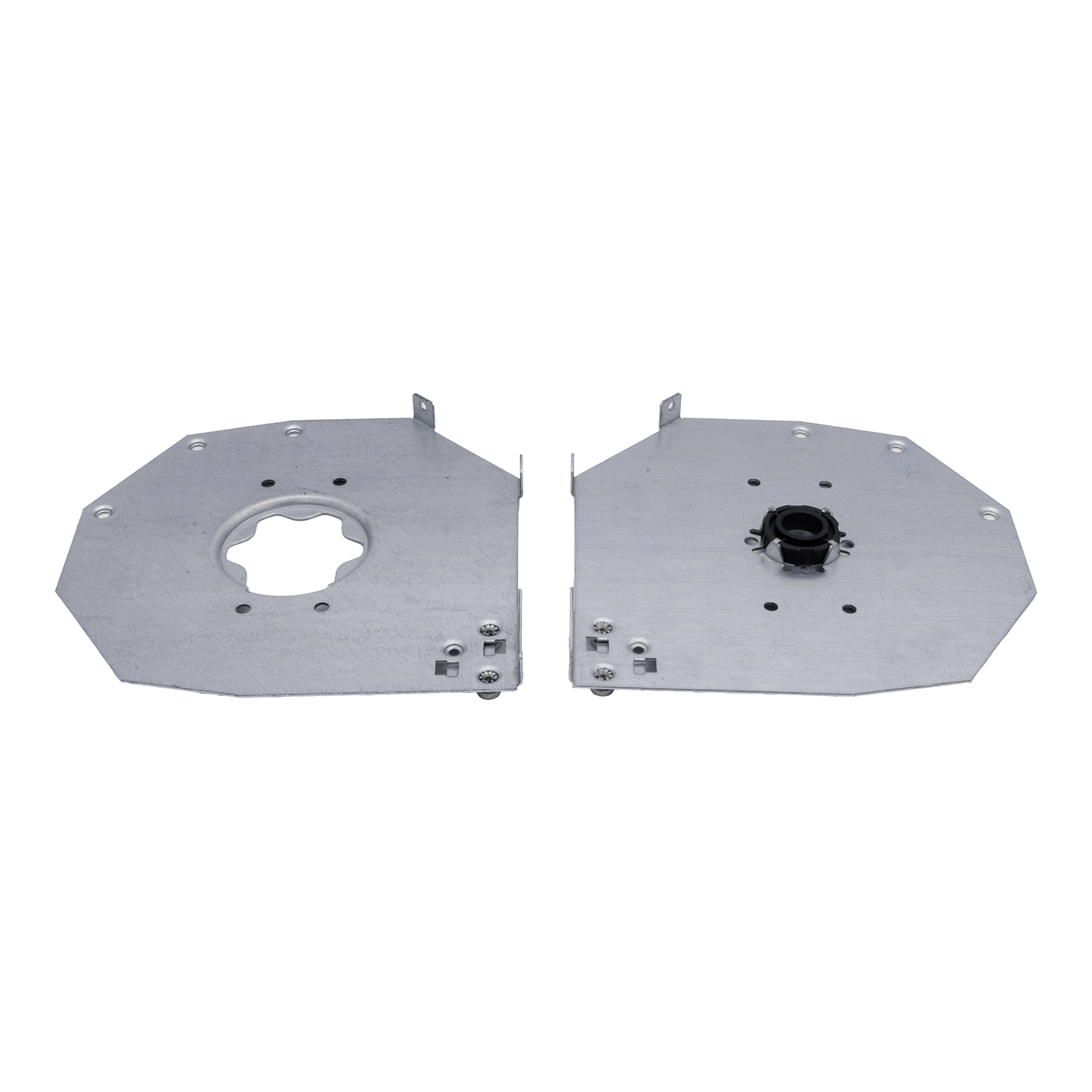 Flasques 180mm pour volet roulant traditionnel avec moteur à gauche Flasques acier galvanisé de 180 x 180mm pour volet roulant traditionnel avec moteur à gauche