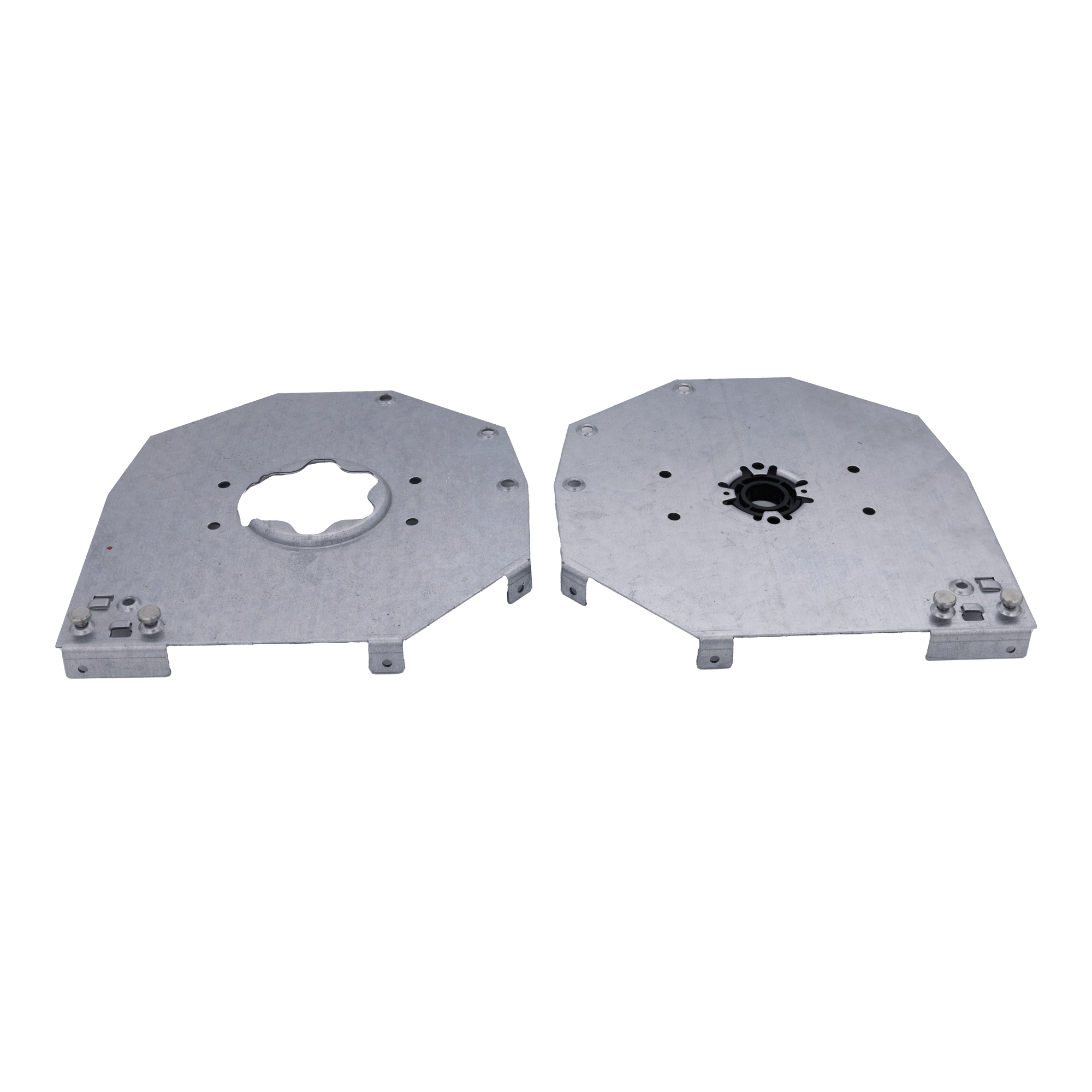 Flasques 205mm pour volet roulant traditionnel avec moteur à gauche Flasques acier galvanisé de 205 x 205mm pour volet roulant traditionnel avec moteur à gauche