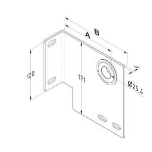 Dessin avec dimensions en millimètres d'un support latéral droit d'axe de porte sectionnelle industrielle