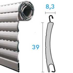 Tablier sur-mesure en lames aluminium isolées de 39mm de hauteur et 8 mm d'épaisseur.